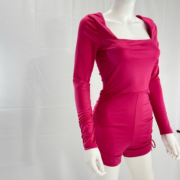 Forever 21 Hot Pink Jumpsuit. Ruched on both sides with adjustable strings. - Picture 2 of 3